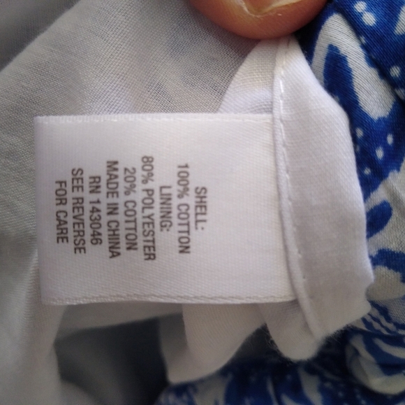 Roz + Ali Full Skirt, Blue + White, Size 10 - Picture 7 of 9